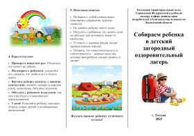 Собираем ребенка в детский загородный оздоровительный лагерь.